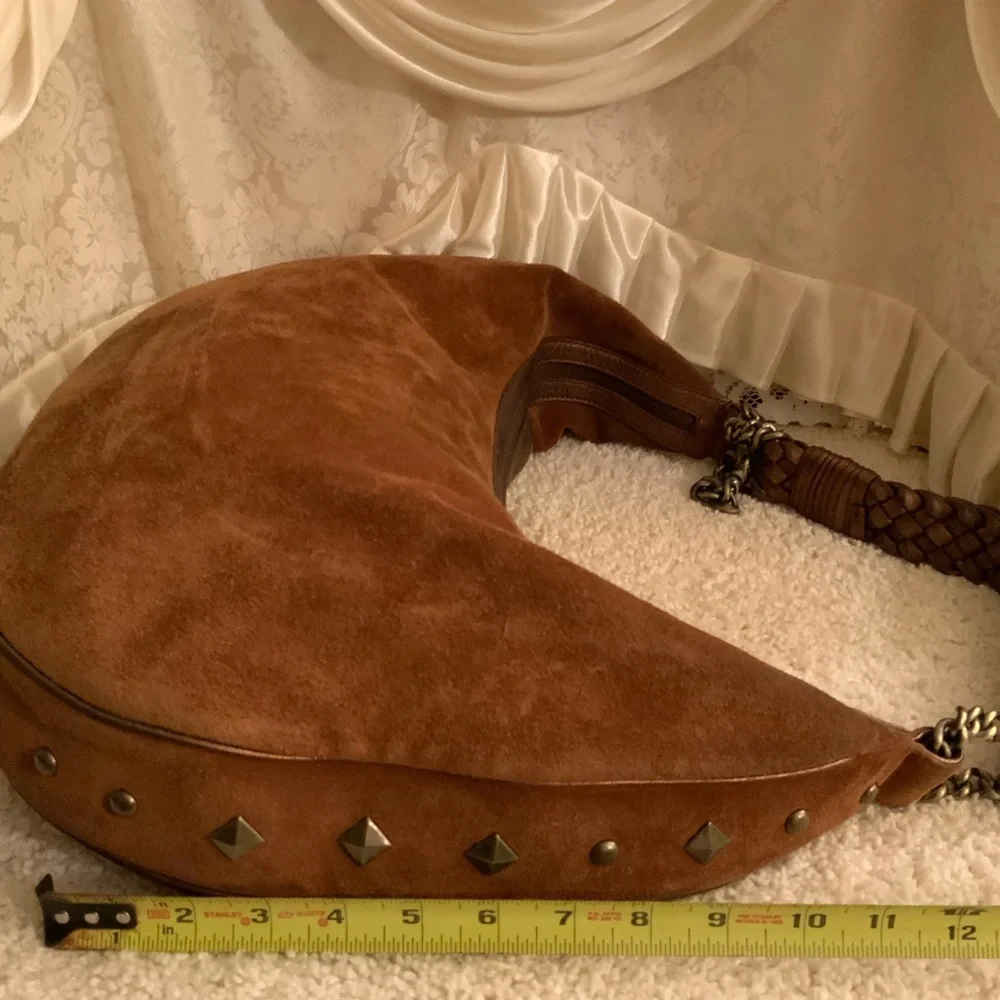 Donald J. Pliner Brown Suede Hobo with Chain Strap
